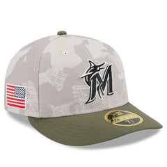 Miami Marlins New Era 2025 Armed Forces Day Low Profile 59FIFTY Fitted Hat - Light Beige/Olive - New Era Sale