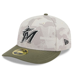 Miami Marlins New Era 2025 Armed Forces Day Low Profile 59FIFTY Fitted Hat - Light Beige/Olive - New Era Sale