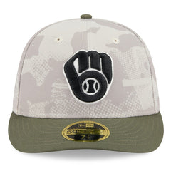 Milwaukee Brewers New Era 2025 Armed Forces Day Low Profile 59FIFTY Fitted Hat - Light Beige/Olive - New Era on Sale