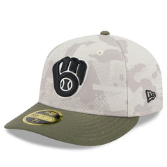 Milwaukee Brewers New Era 2025 Armed Forces Day Low Profile 59FIFTY Fitted Hat - Light Beige/Olive - New Era on Sale