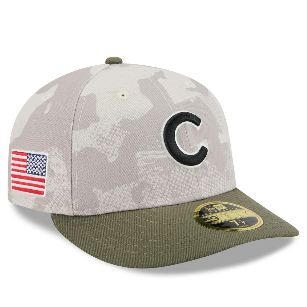 Chicago Cubs New Era 2025 Armed Forces Day Low Profile 59FIFTY Fitted Hat - Light Beige/Olive - New Era Sale