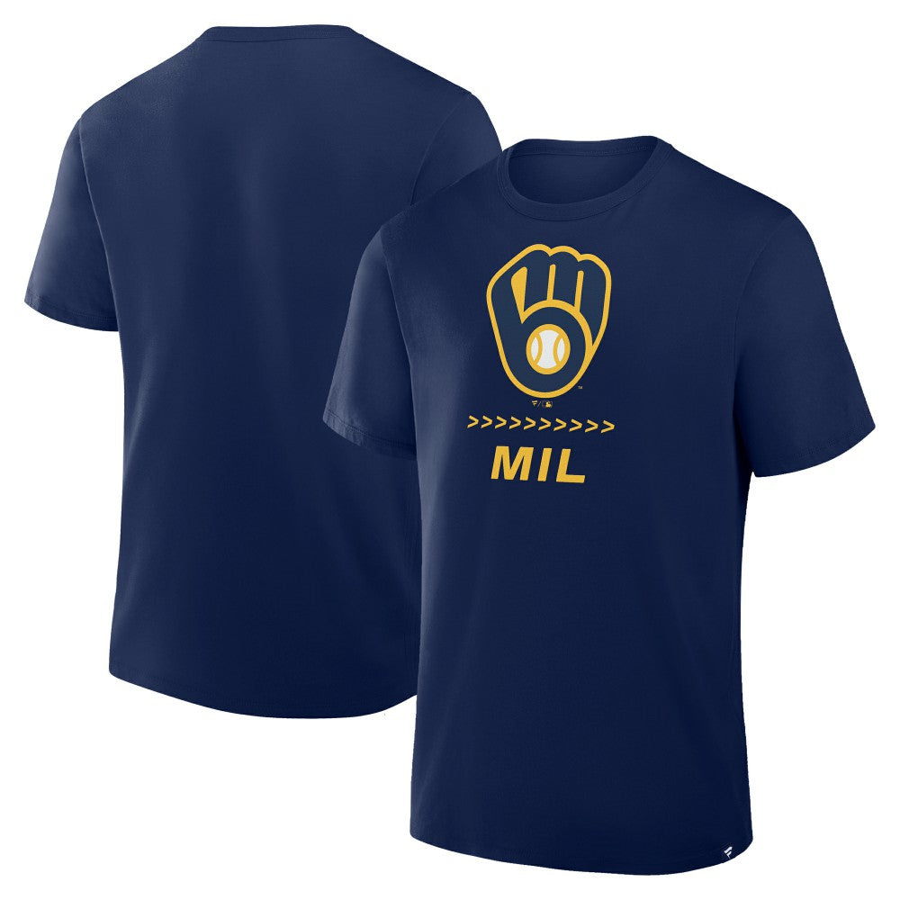Milwaukee Brewers Fanatics Clubhouse Legacy Side Swipe T-Shirt - Navy - Fanatics on Sale