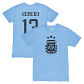 Cristian Romero Argentina National Team 1863FC Player Vintage Tri-Blend T-Shirt Light Blue