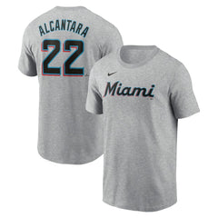 Sandy Alcantara Miami Marlins Nike Fuse Name & Number T-Shirt - Heather Gray - Nike Sale