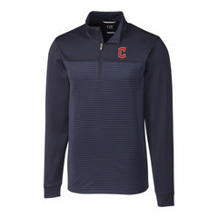 Cleveland Guardians Cutter & Buck Big & Tall Traverse Stripe Stretch DryTec Quarter-Zip Top - Navy - MLB Online