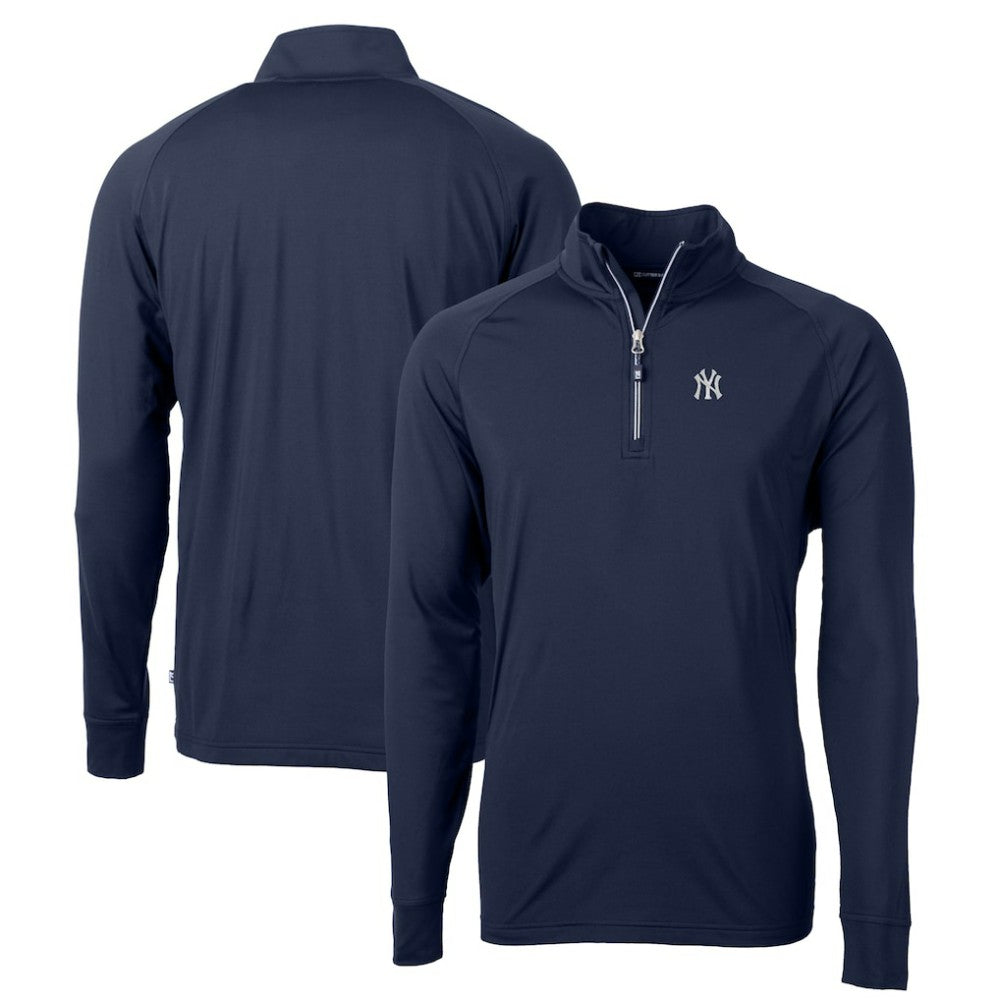 New York Yankees Cutter & Buck Big & Tall Adapt Eco Knit Stretch Recycled Quarter-Zip Pullover Top - Navy - MLB Online