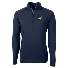 Milwaukee Brewers Cutter & Buck Big & Tall Adapt Eco Knit Stretch Recycled Raglan DryTec Quarter-Zip Top - Navy - MLB Online
