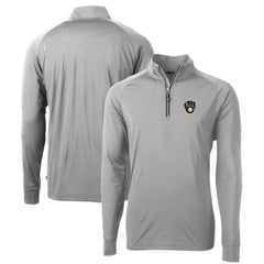 Milwaukee Brewers Cutter & Buck Big & Tall Adapt Eco Knit Stretch Recycled Quarter-Zip Pullover Top - Gray - MLB on Sale