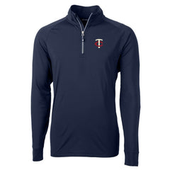 Minnesota Twins Cutter & Buck Big & Tall Adapt Eco Knit Stretch Recycled Quarter-Zip Pullover Top - Navy - MLB Lifestyle