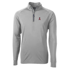 Los Angeles Angels Cutter & Buck Big & Tall Adapt Eco Knit Stretch Recycled Quarter-Zip Pullover Top - Gray - MLB Lifestyle