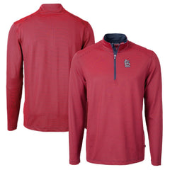 St. Louis Cardinals Cutter & Buck Big & Tall Virtue Eco Pique Micro Stripe Quarter-Zip Jacket - Red - MLB on Sale