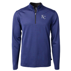 Kansas City Royals Cutter & Buck Virtue Eco Pique Micro Stripe Recycled Quarter-Zip Pullover Top - Royal - MLB Sale