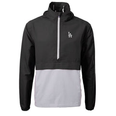 Los Angeles Dodgers Cutter & Buck Charter Eco Recycled Half-Zip Anorak Jacket - Black - MLB Lifestyle