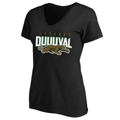 Mitchell & Ness Jacksonville Jaguars Women's Plus Size Retro Duval V-Neck T-Shirt Black