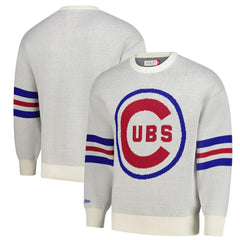 Chicago Cubs Mitchell & Ness Retro Pullover Sweater - Cream - Mitchell & Ness Sale