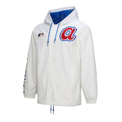 Atlanta Braves Mitchell & Ness Vintage Full-Snap Hooded Coaches Jacket - White - Mitchell & Ness Sale