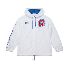 Atlanta Braves Mitchell & Ness Vintage Full-Snap Hooded Coaches Jacket - White - Mitchell & Ness Sale