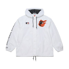 Baltimore Orioles Mitchell & Ness Vintage Full-Snap Hooded Coaches Jacket - White - Mitchell & Ness on Sale