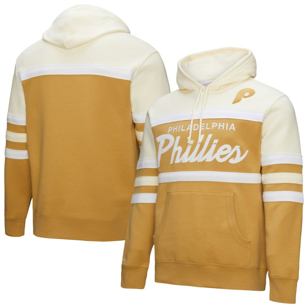 Philadelphia Phillies Mitchell & Ness Head Coach Pullover Hoodie - Tan/Cream - Mitchell & Ness Lifestyle