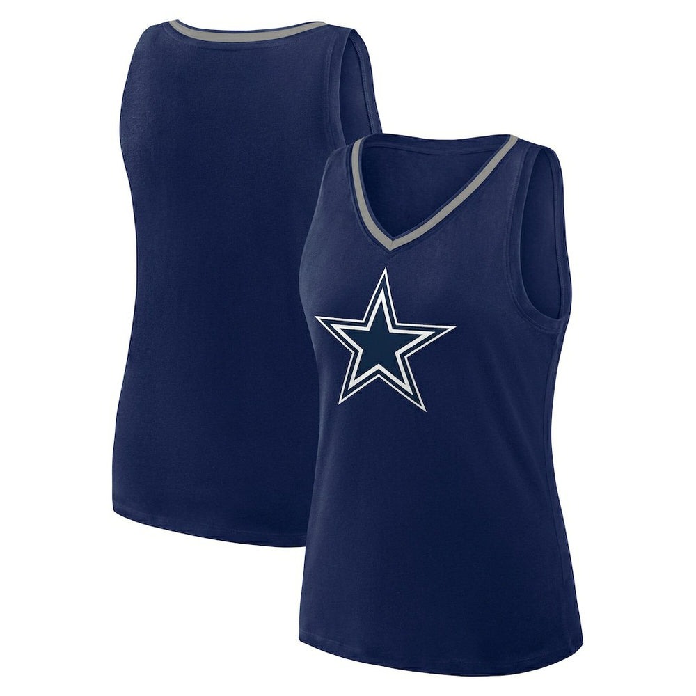 Dallas Cowboys Logo Athletic Women's Stellar Win V-Neck Tank Top Navy