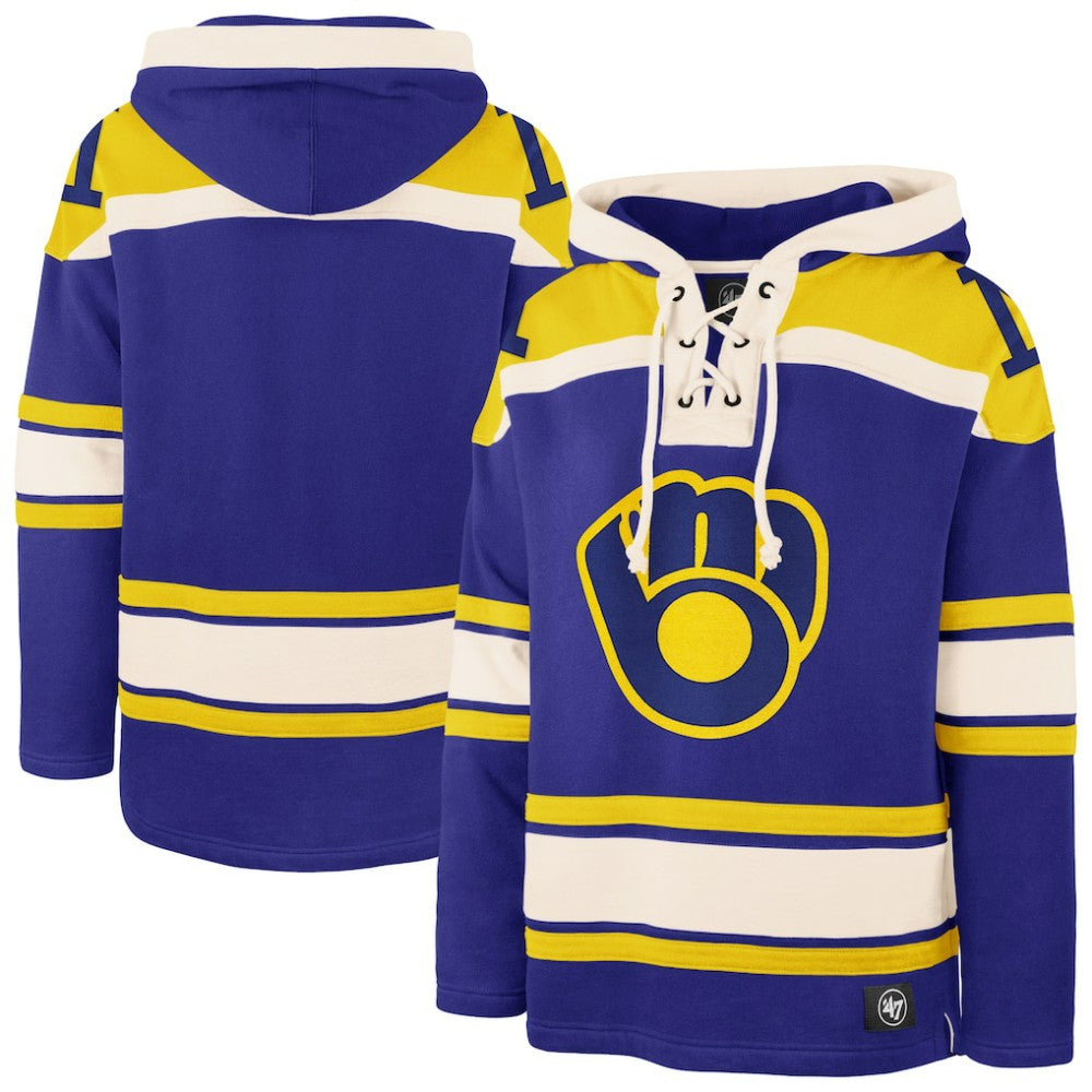 Milwaukee Brewers '47 Superior Lacer Pullover Hoodie - Royal - 47 brand Sale