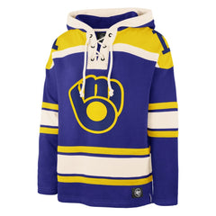 Milwaukee Brewers '47 Superior Lacer Pullover Hoodie - Royal - 47 brand Sale
