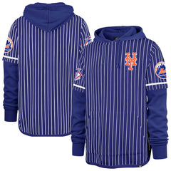 New York Mets '47 Pinstripe Double Header Pullover Hoodie - Royal - 47 brand Online