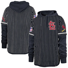 St. Louis Cardinals '47 Pinstripe Double Header Pullover Hoodie - Navy - 47 brand Sale
