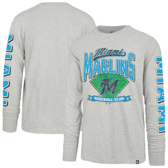 Miami Marlins '47 Fair Ball Franklin Long Sleeve T-Shirt - Gray - 47 brand on Sale