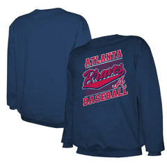 Atlanta Braves Stitches Lightweight Crew Sweatshirt - Navy - MLB on Sale