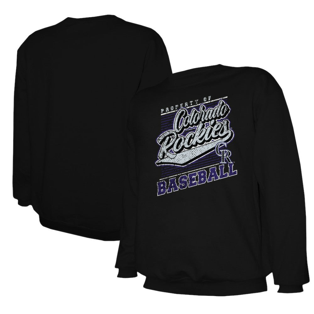 Colorado Rockies Stitches Lightweight Crew Sweatshirt - Black - MLB Discount