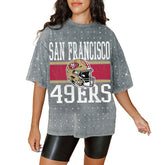 San Francisco 49ers Gameday Couture Women's Oversized Mini Rhinestone Classic T-Shirt Gray