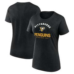 Pittsburgh Penguins Logo Athletic Women's Unrivaled T-Shirt - Black - NHL 202179625