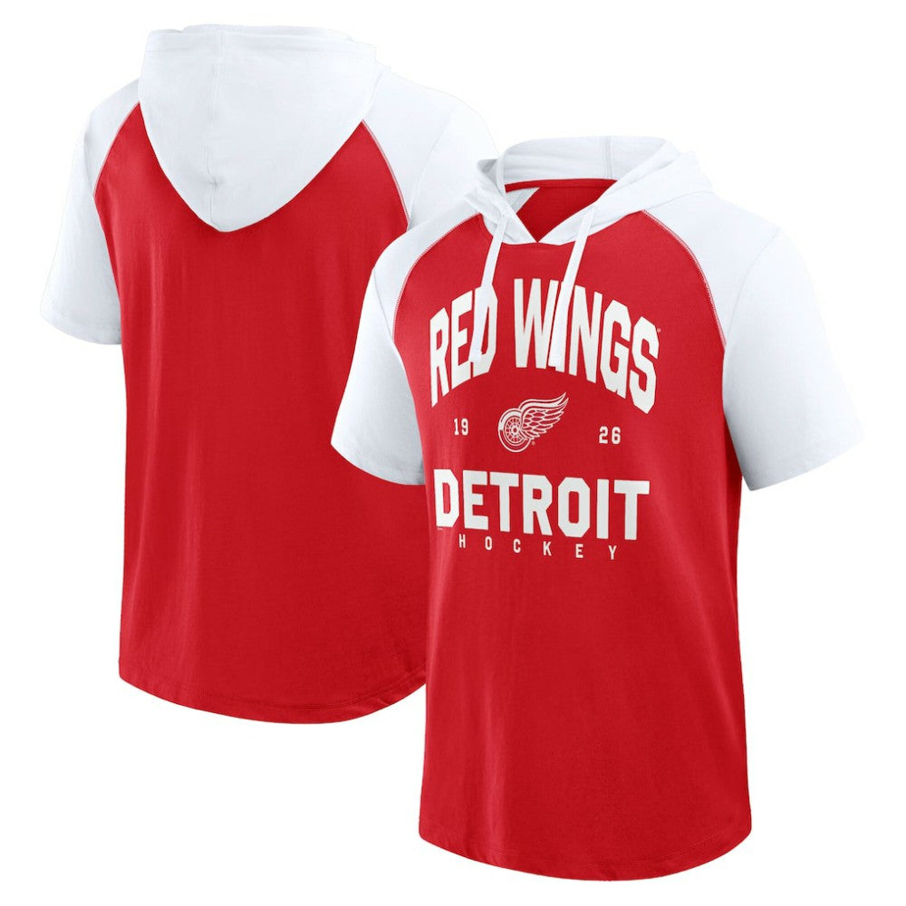 Detroit Red Wings Logo Athletic Prime Raglan Short Sleeve Pullover Hoodie - Red - NHL 202179725