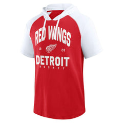 Detroit Red Wings Logo Athletic Prime Raglan Short Sleeve Pullover Hoodie - Red - NHL 202179725