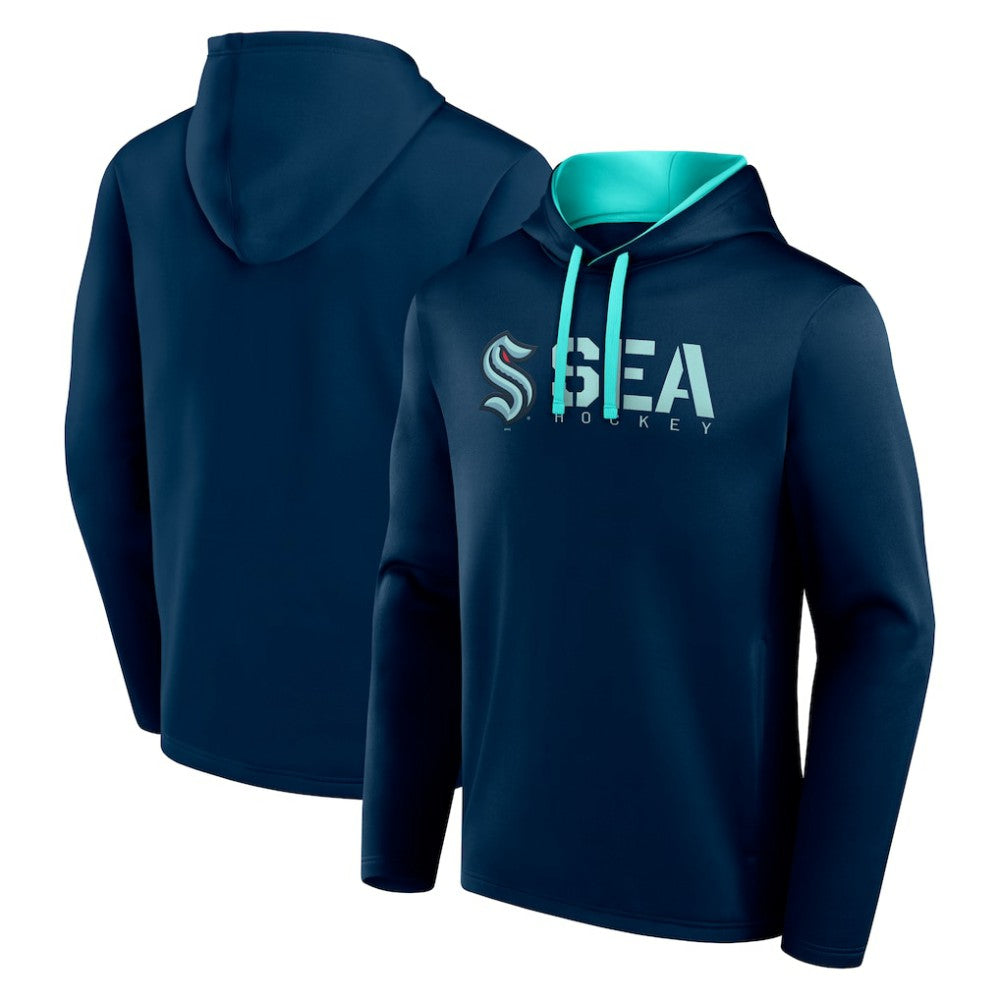 Seattle Kraken Logo Athletic Head Start Pullover Hoodie - Navy - NHL 202179732