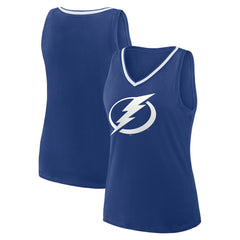 Tampa Bay Lightning Logo Athletic Women's Stellar Win V-Neck Tank Top - Blue - NHL 202179778