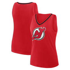 New Jersey Devils Logo Athletic Women's Stellar Win V-Neck Tank Top - Red - NHL 202179787