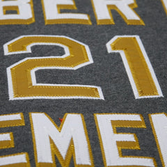 Roberto Clemente Pittsburgh Pirates Mitchell & Ness Legends Collection Vintage Logo Name & Number Fleece Pullover Sweatshirt - Heather Charcoal - Mitchell & Ness Online