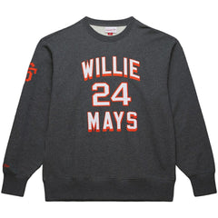 Willie Mays San Francisco Giants Mitchell & Ness Legends Collection Vintage Logo Name & Number Fleece Pullover Sweatshirt - Heather Charcoal - Mitchell & Ness on Sale