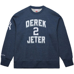 Derek Jeter New York Yankees Mitchell & Ness Legends Collection Vintage Logo Fleece Name & Number Pullover Sweatshirt - Heather Navy - Mitchell & Ness Lifestyle