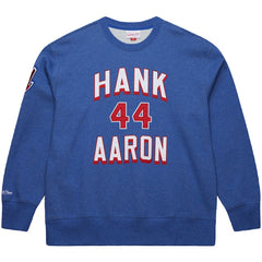Hank Aaron Atlanta Braves Mitchell & Ness Legends Collection Vintage Logo Fleece Name & Number Pullover Sweatshirt - Royal - Mitchell & Ness Lifestyle