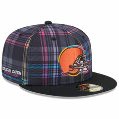 Cleveland Browns New Era 2024 NFL Crucial Catch Plaid 59FIFTY Fitted Hat Black