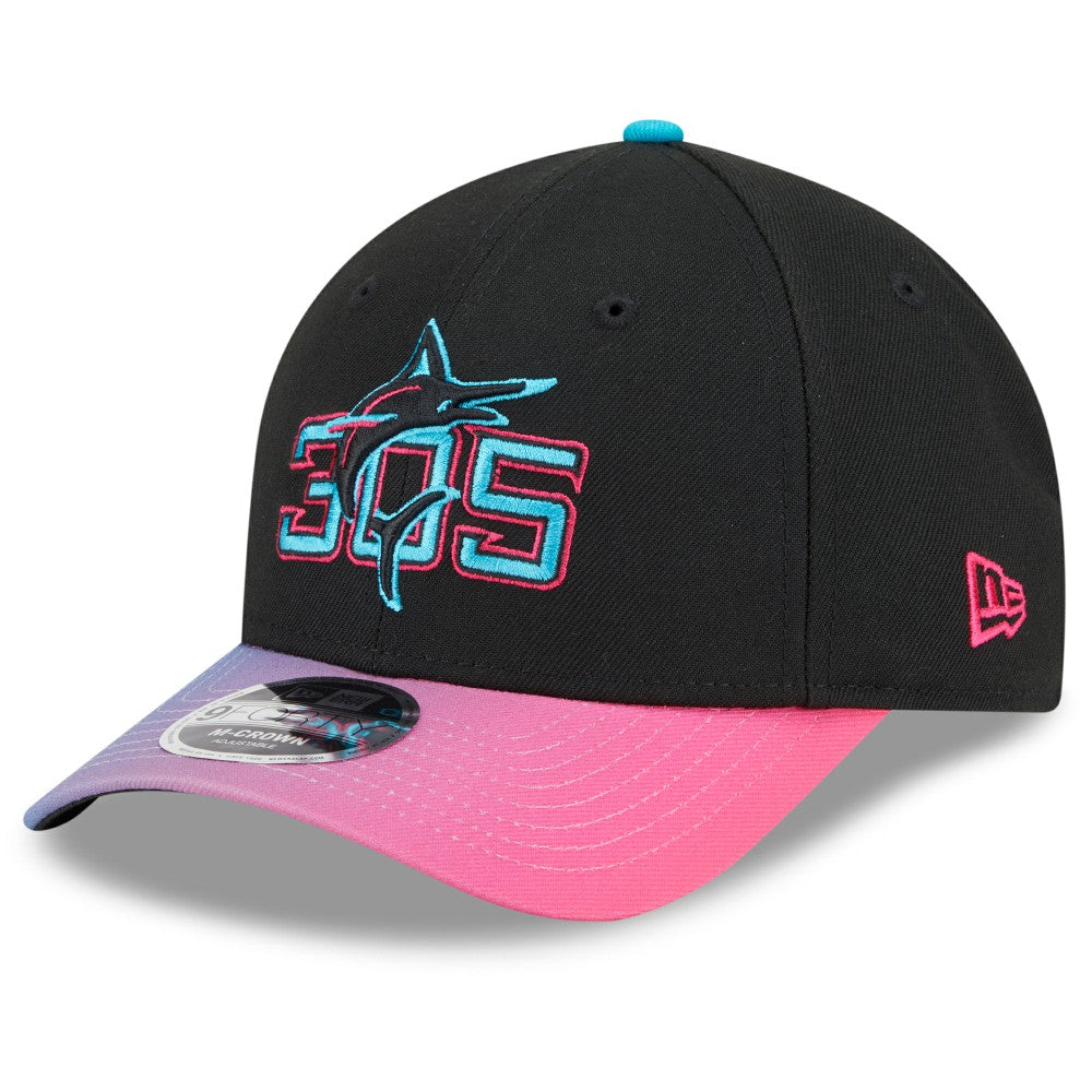 Miami Marlins New Era 2025 City Connect 9FORTY M-Crown Adjustable Hat - Black/Pink - New Era Discount