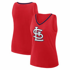 St. Louis Cardinals Logo Athletic Women's Stellar Win V-Neck Tank Top - Red - MLB Lifestyle