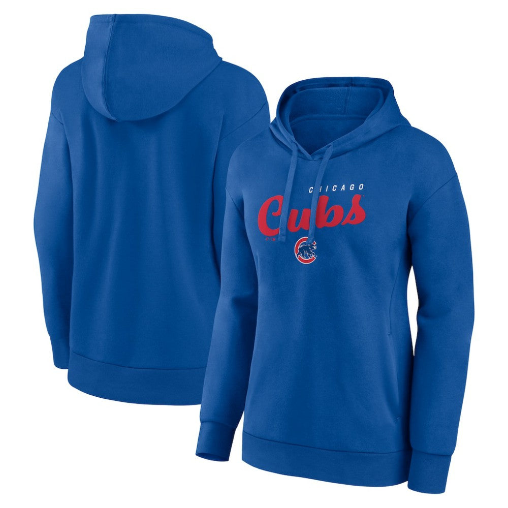 Chicago Cubs Logo Athletic Women's Logo Triumphant V-Neck Pullover Hoodie - Royal - MLB on Sale