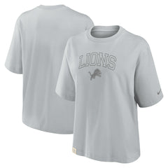 Nike Detroit Lions Women's Glory Arch Boxy T-Shirt Gray