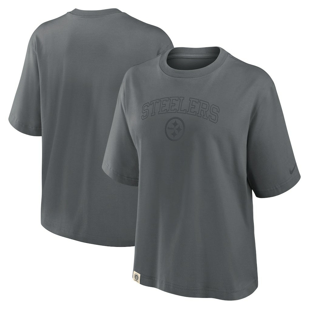 Nike Pittsburgh Steelers Women's Glory Arch Boxy T-Shirt Charcoal