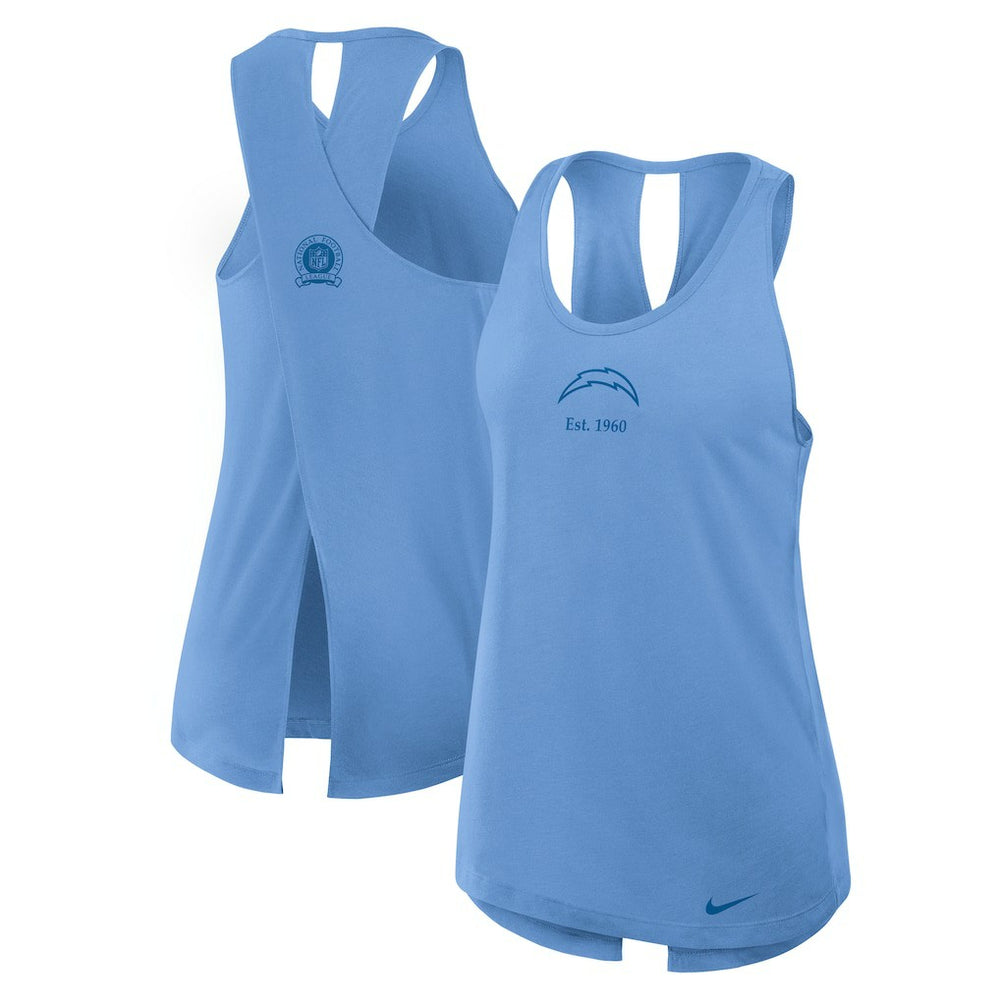 Nike Los Angeles Chargers Women's Glory Open-Back Crisscross Dri-FIT Tank Top Powder Blue