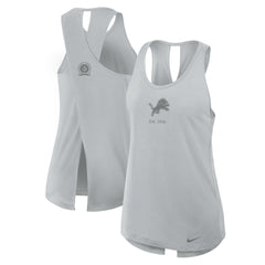 Nike Detroit Lions Women's Glory Open-Back Crisscross Dri-FIT Tank Top Gray